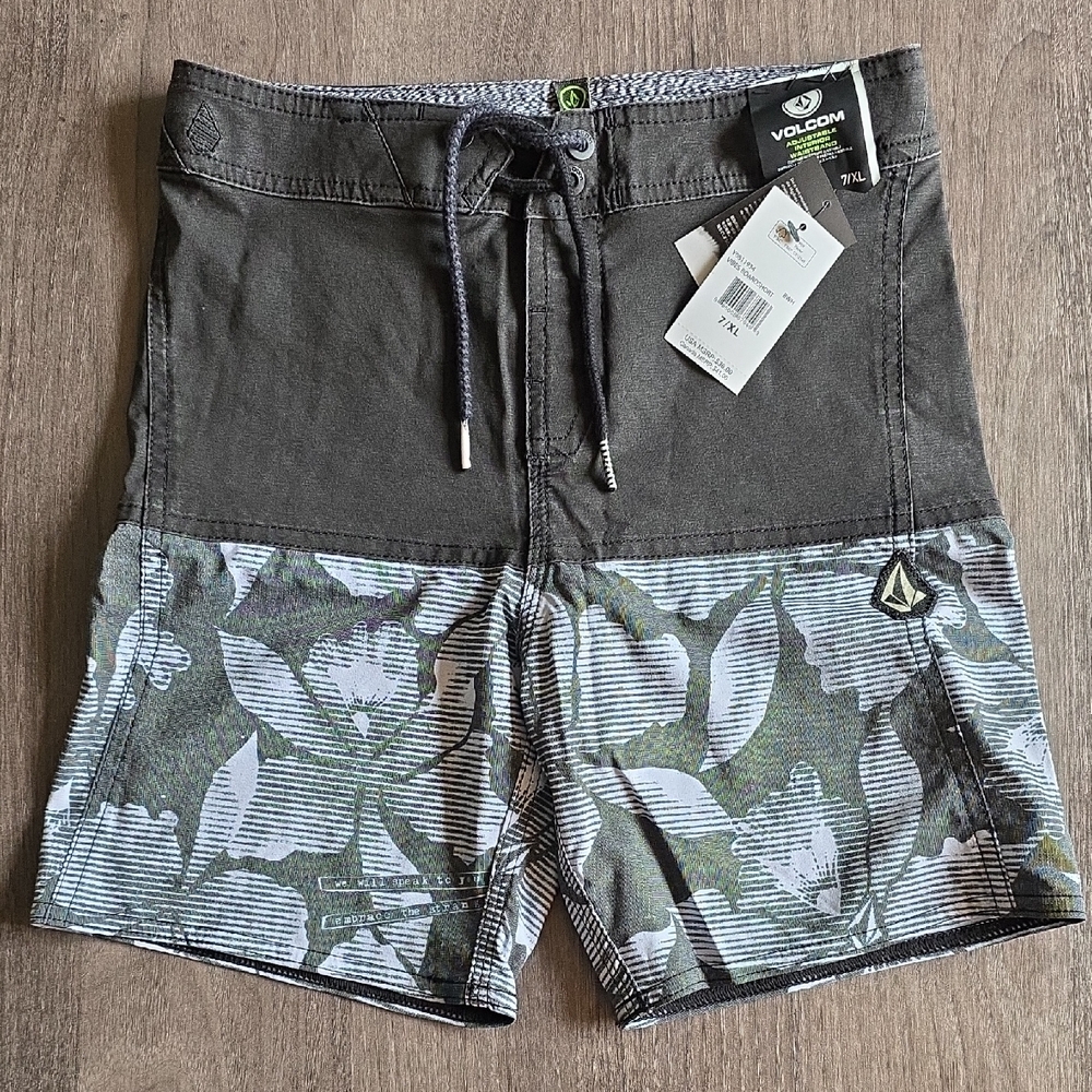 Volcom Charcoal and White Floral Shorts